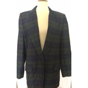 Vintage 80’s Women’s Plaid and Suede Collar Blazer